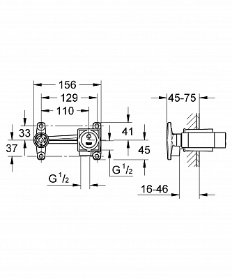 Смеситель для умывальника GROHE 23200000 настенный