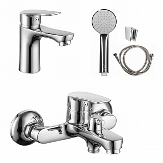 Комплект смесителей 3 в 1 Milardo Horizont, смеситель для раковины, смеситель для ванны, душевой комплект.
