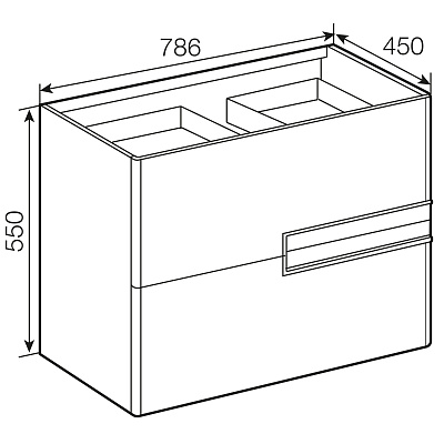 Тумба под раковину Roca Victoria Nord Black Edition 80 2 ящика ZRU9000097