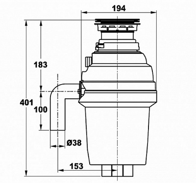 Измельчитель пищевых отходов  ZR-56D ZORG  с пневмовыключателем