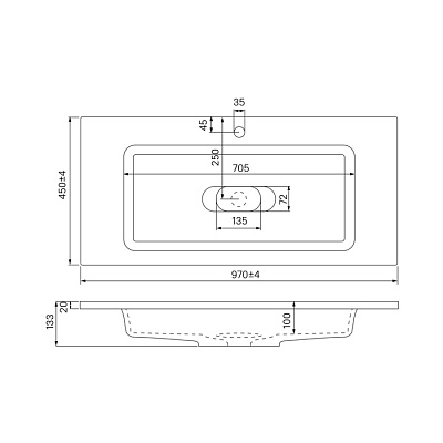 Умывальник мебельный 100 см, IDDIS Optima Home 4501000i28