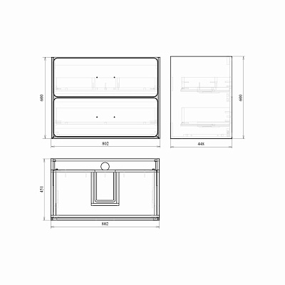Подвесная серая матовая MIRSANT Viva 80 тумба УТ000084561 (под раковину Conte 80) (рак. 264502 в комплект не входит)