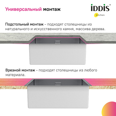 Мойка нержавеющая сталь,универсального монтажа, графит IDDIS EDI54G0i77
