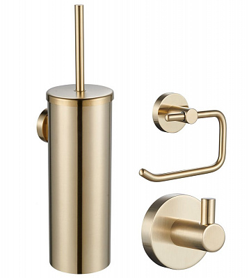 Набор аксессуаров из 3 предметов крючок, держатель для бумаги, ершик Wonzon & Woghand, брашированное золото ww-8100-g