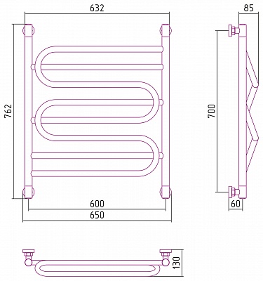 Полотенцесушитель водяной Сунержа Иллюзия+ 700х600