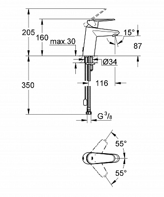 Смеситель для умывальника GROHE EURODISC COSMO 3317820E