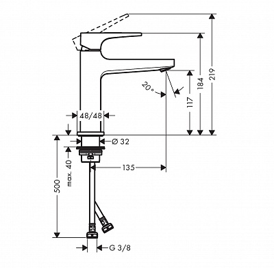 Hansgrohe Metropol  смеситель д /раковины 110 push-open 74507000