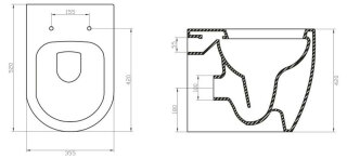Чаша приставного безободкового унитаза BelBagno Marino BB105CBR