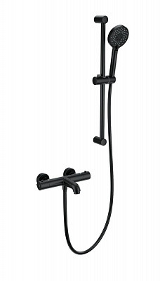 Смеситель для ванны с душевым гарнитуром и термостатом Wonzon & Woghand, Черный матовый WW-C2006-A-MB