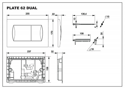 Панель смыва Roca Active 62B хром глянец 8901160B1
