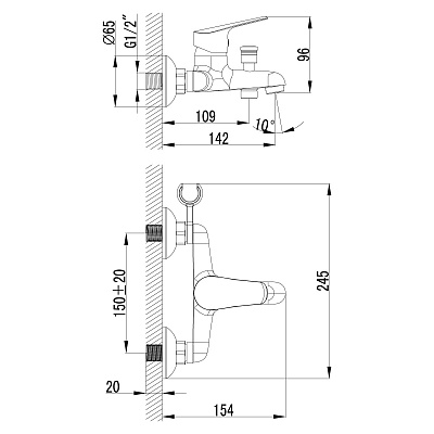 Смеситель для ванны Lemark Partner LM6552C
