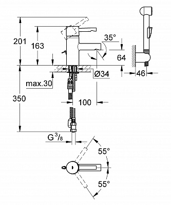 Смеситель для умывальника GROHE ESSENCE 23122000