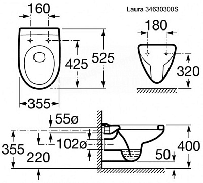 Комплект инсталляции с унитазом Roca 734630300R+ZRU8013920+789(4в1)