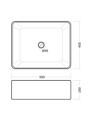Накладная раковина 50 см MONTEREY ZT-8098A прямоугольная