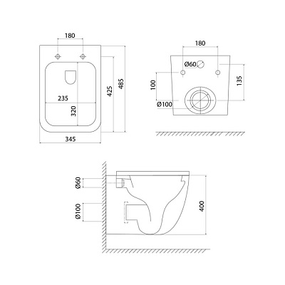 Унитаз подвесной безободковый c системой смыва Торнадо Iddis Torr QTOQFDSEi25