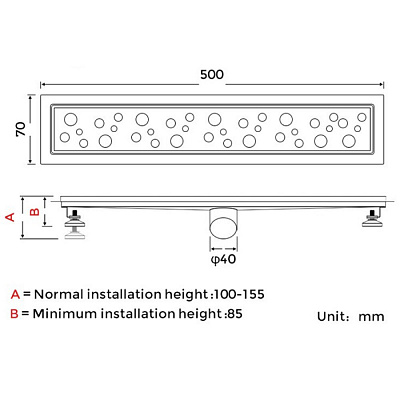 Душевой трап Gappo G85007-2 нерж.сталь 70*500мм