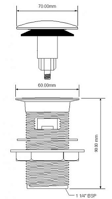 Слив кнопка CW70-CB 1 1/4 70 мм
