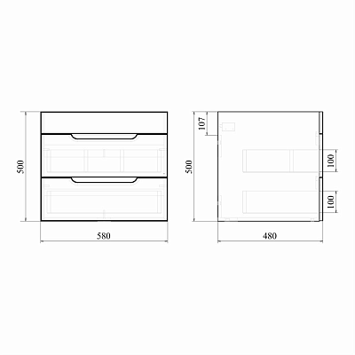 Тумба подвесная MIRSANT Soho Quadro 60 (раковина Deep-60) (рак.264491 в комплект не входит)