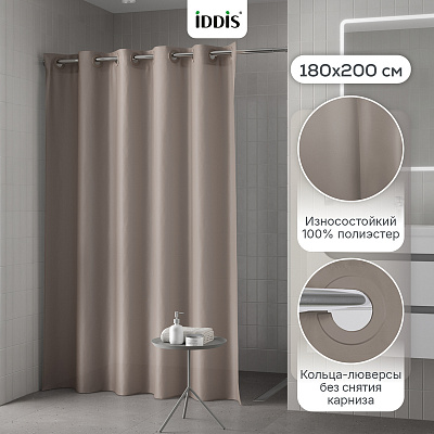 Штора для ванной 200x180 см Iddis TS06P18i11 светло-коричневый полиэстер