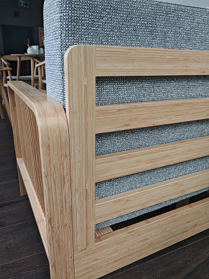 Диван на каркасе из бамбука с подушками Nature Bamboo+ Grey Fabric 1340 FN-060D-1