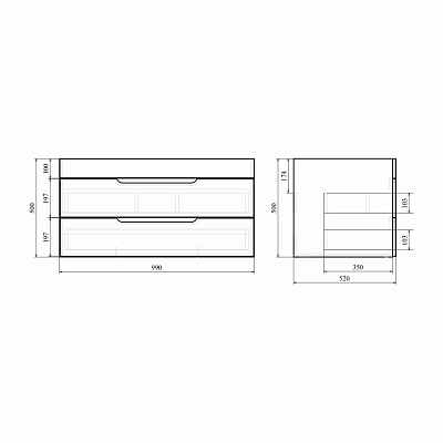 Тумба подвесная с доводчиком MIRSANT Soho Quadro 100/2 для раковины (под раковину 262517 Deep-100)