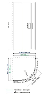 Душевой угол 90х90 WasserKraft Main 41S01 четверть круга