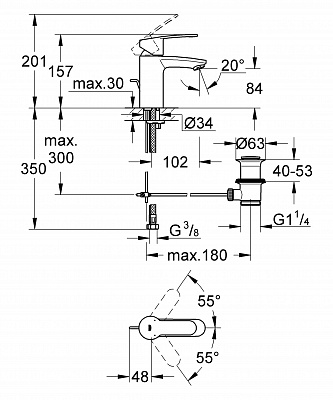 Смеситель Grohe Eurostyle Cosmopolitan 3355220E для раковины