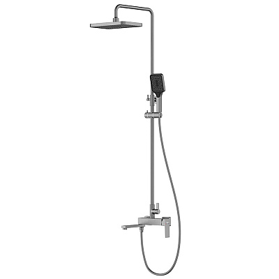 Душевая система Frap F2491-29 оружейная сталь, с тропическим душем, H91