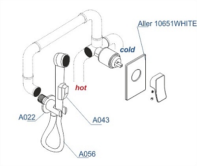 Встраиваемый комплект для биде WasserKraft A010656WHITE