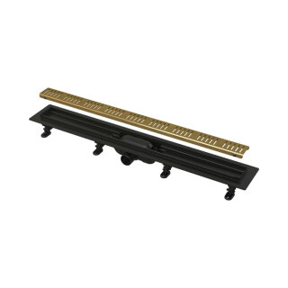 Водоотводящий желоб с порогами с перфорированной решеткой, латунь AlcaPlast APZ10BLACK-750BRASS