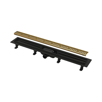 Водоотводящий желоб с порогами с перфорированной решеткой, латунь AlcaPlast APZ10BLACK-750BRASS