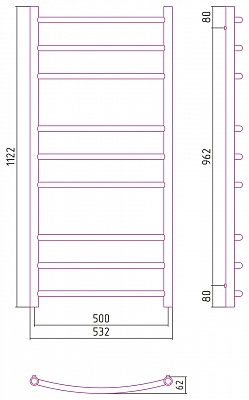 Полотенцесушитель комбинированный Сунержа Галант-ПРОФИ 1200x500