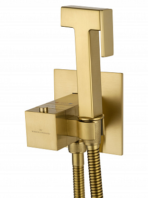 Смеситель с гигиеническим душем и термостатом встраиваемый Wonzon & Woghand, Брашированное золото WW-88829910-BG