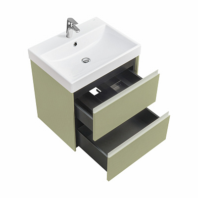 Тумба под раковину Roca Ona Olive 600 оливковый матовый, 2 ящика, ZRU9307859