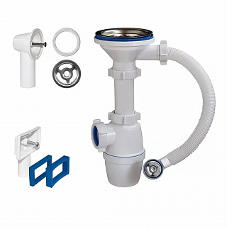 Сифон для мойки бутылочный 3 1/2 х 40, с переливом (прямоугольным и круглым) ORIO Б-4507 (аналог А-4007)