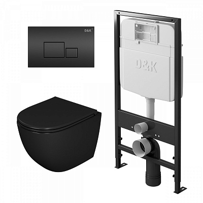 Комплект унитаза с инсталляцией D&K DS1392502 (клавиша чёрный)