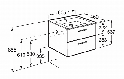 Тумба под раковину Roca Victoria 60 городской дуб 2 ящика A857468402