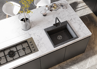 Мойка для кухни из литого мрамора Aquaton Линеа 58 графит 1A733032LW210