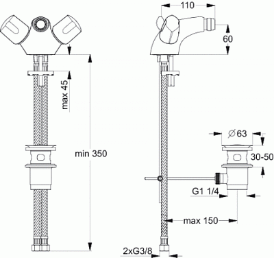 Смеситель для биде Ideal Standard Euroflow New B1896АА