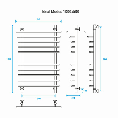 Полотенцесушитель водяной Energy Ideal Modus 1000x500 EWTRIDEAM1005000000