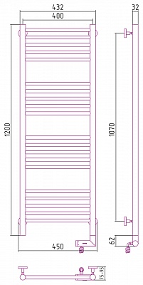 Полотенцесушитель электрический Сунержа Богема 2.0 прямая 1200х400 МЭМ правый