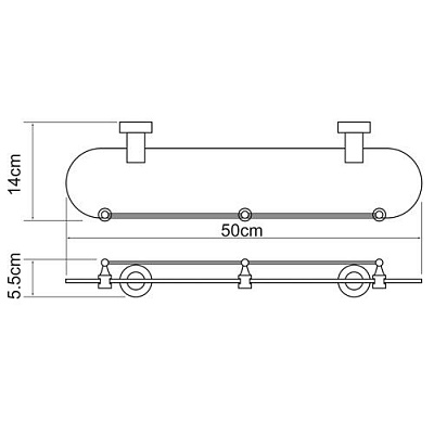 Полка стеклянная с бортиком WasserKRAFT Donau K-9444
