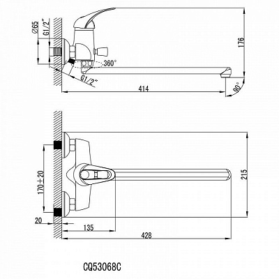 Смеситель для ванной Iddis Carlow CQ23X19CK+Z06