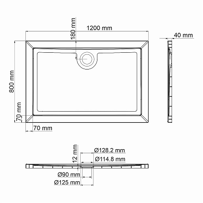 Душевой поддон 120х80 WasserKRAFT Salm 27T06 белый, стеклопластик