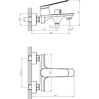 Смеситель для ванны с коротким изливом RUSH Bering BE5535-44