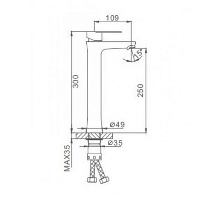 Frap F1048-2 Смеситель для   раковины нерж.высокий