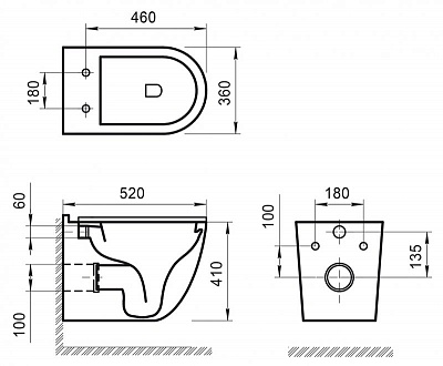 Биде подвесное с крепежом Belbagno SENSO-R BB017BH