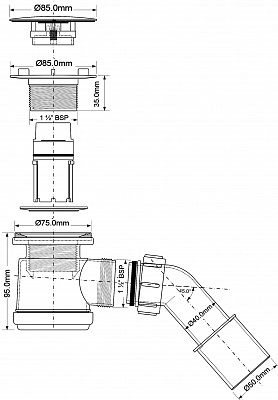 Трап для душевого поддона MRS3C-S