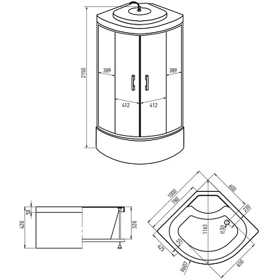 Душевая кабина 100х100х215 Erlit ER3510TP-C2-RUS
