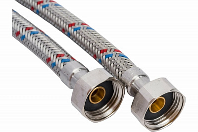 Подводка в оплётке S/S для смесителя Mateu FIL- NOX, 1/2 x М10*1 х 18(35), 0.6 м (пара)